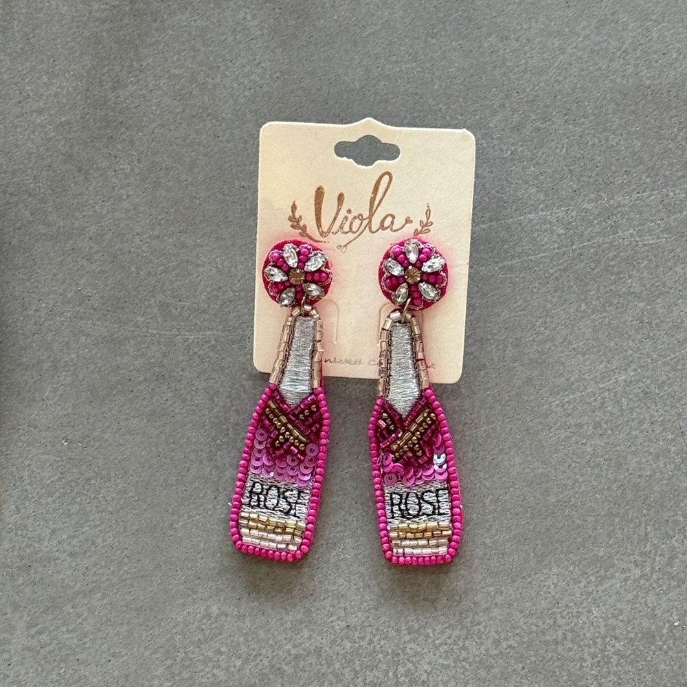 Pink and Silver Sequin Earrings